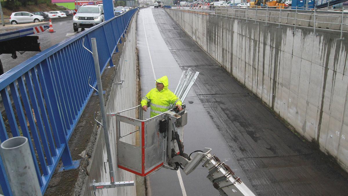 El túnel de la N-120 en obras.