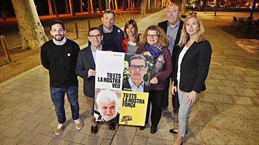 Presentació del cartell de Junts per Catalunya a la Devesa de Girona, ahir.