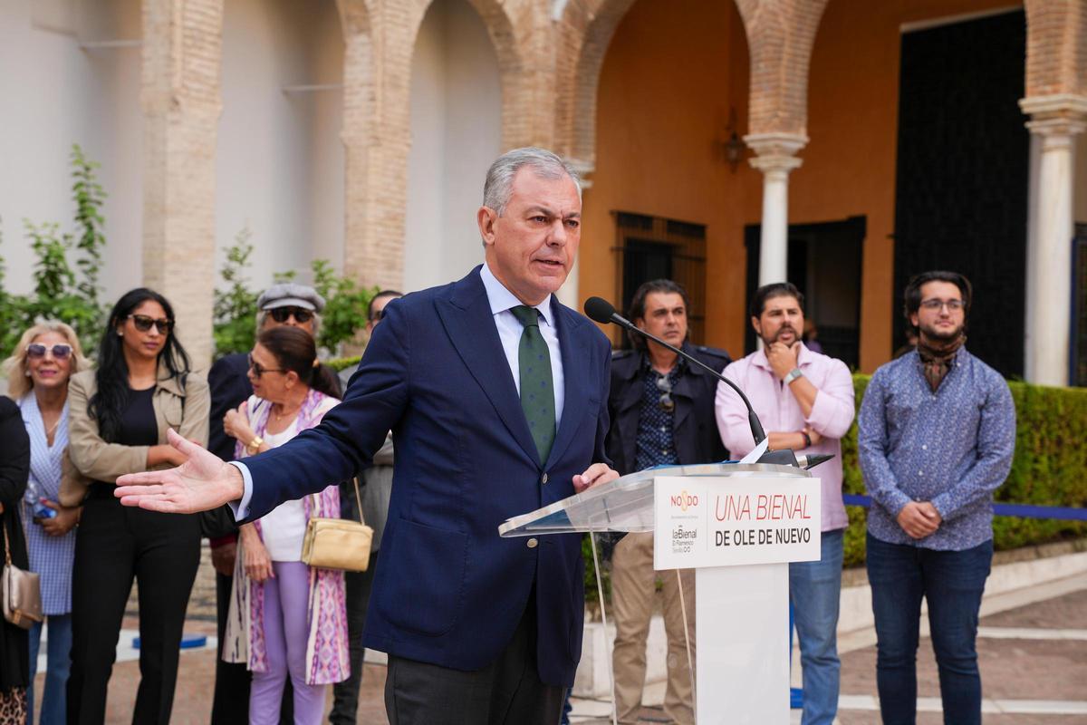 El alcalde de Sevilla, José Luis Sanz, durante su intervención.