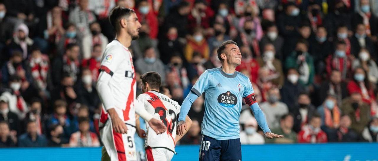 Iago Aspas, durante la última visita del Celta a Vallecas, donde sumaron un empate sin goles.