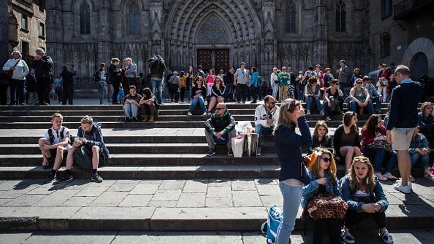 Turistas en Barcelona.