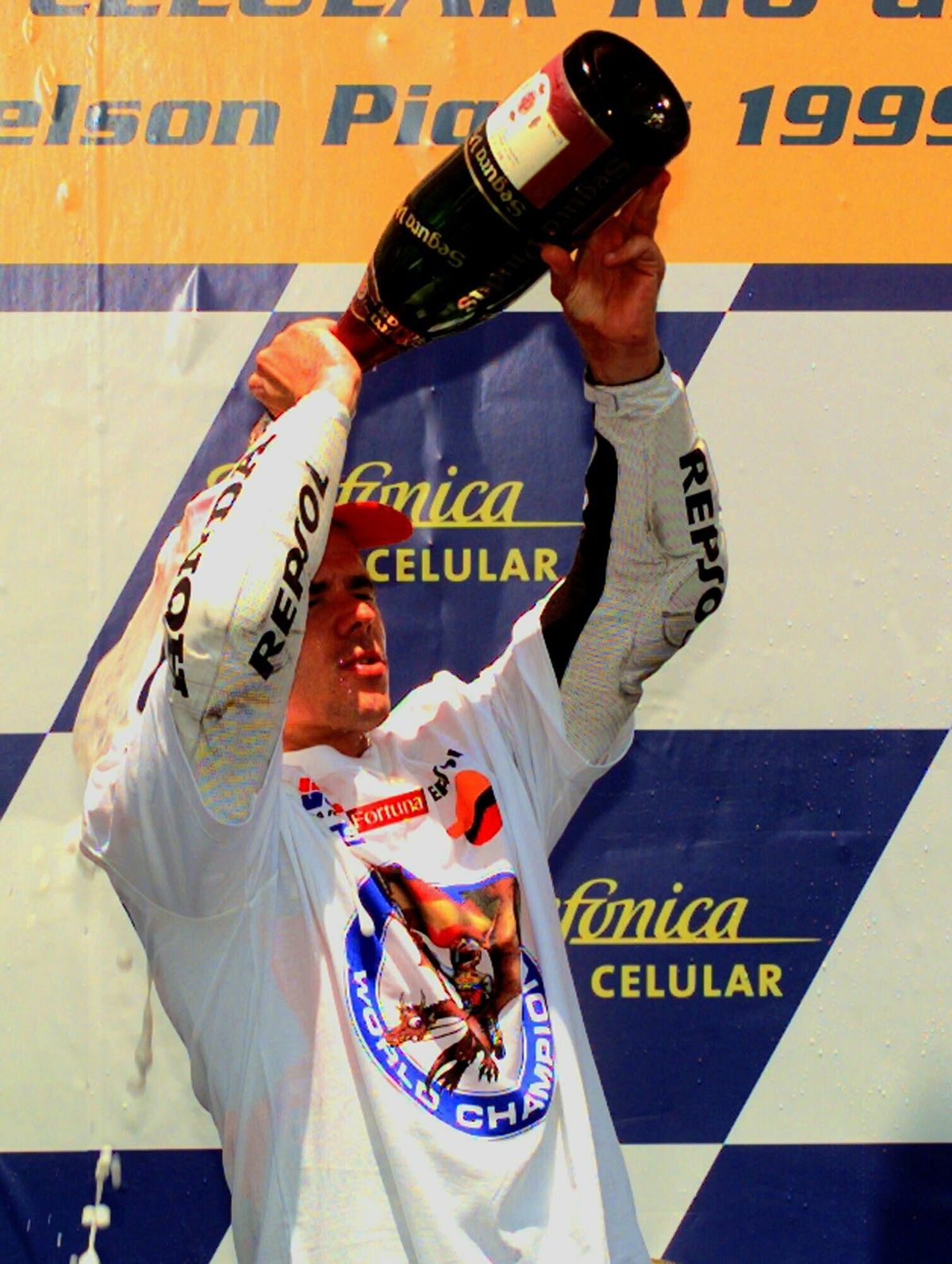 Álex Crivillé celebrating his championship
