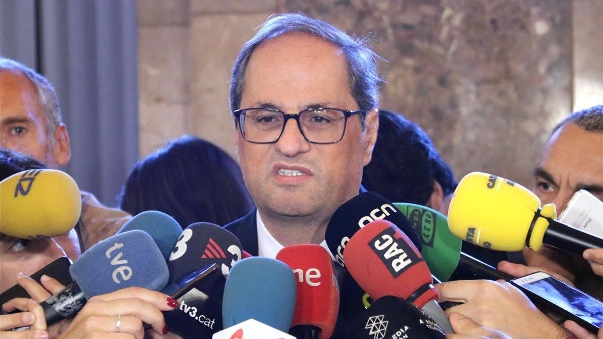 El 'president' Quim Torra, este jueves, en el Parlament.