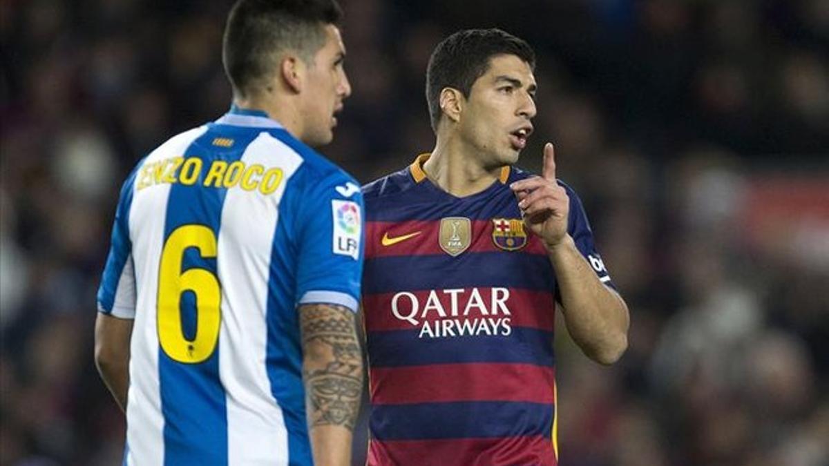 Suárez, durante el derbi de la Copa del Rey