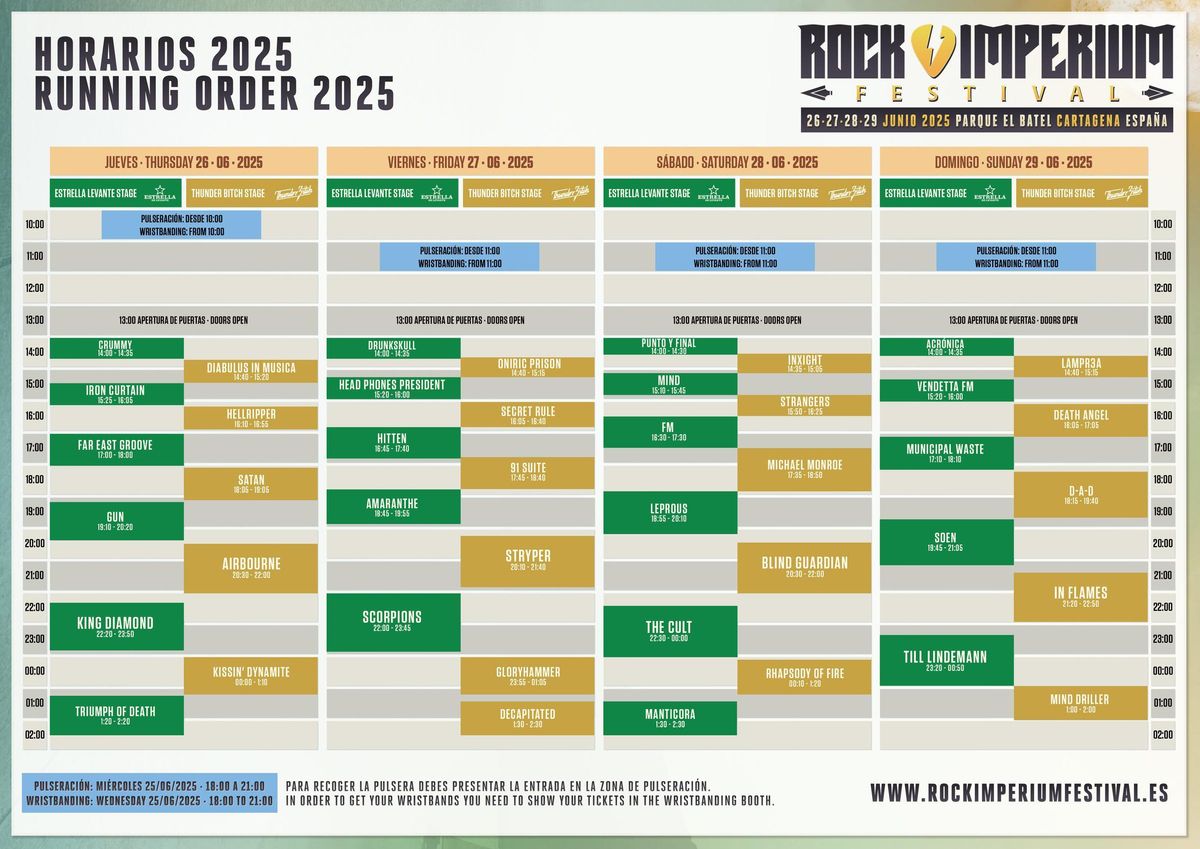 Horarios de la quinta edición del Rock Imperium.