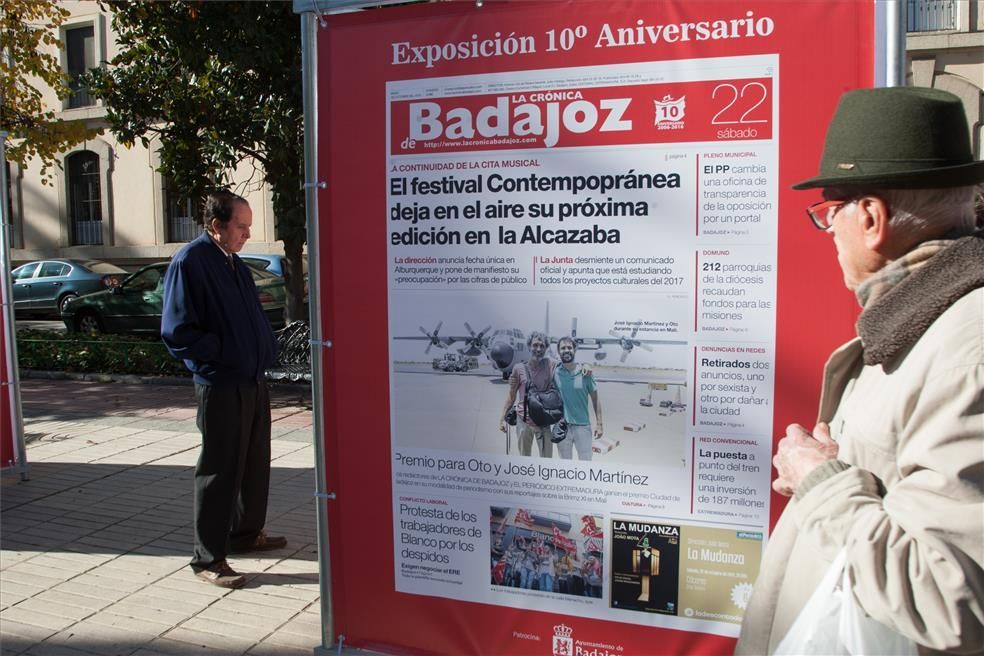 Exposición de portada del X aniversario de La Crónica de Badajoz