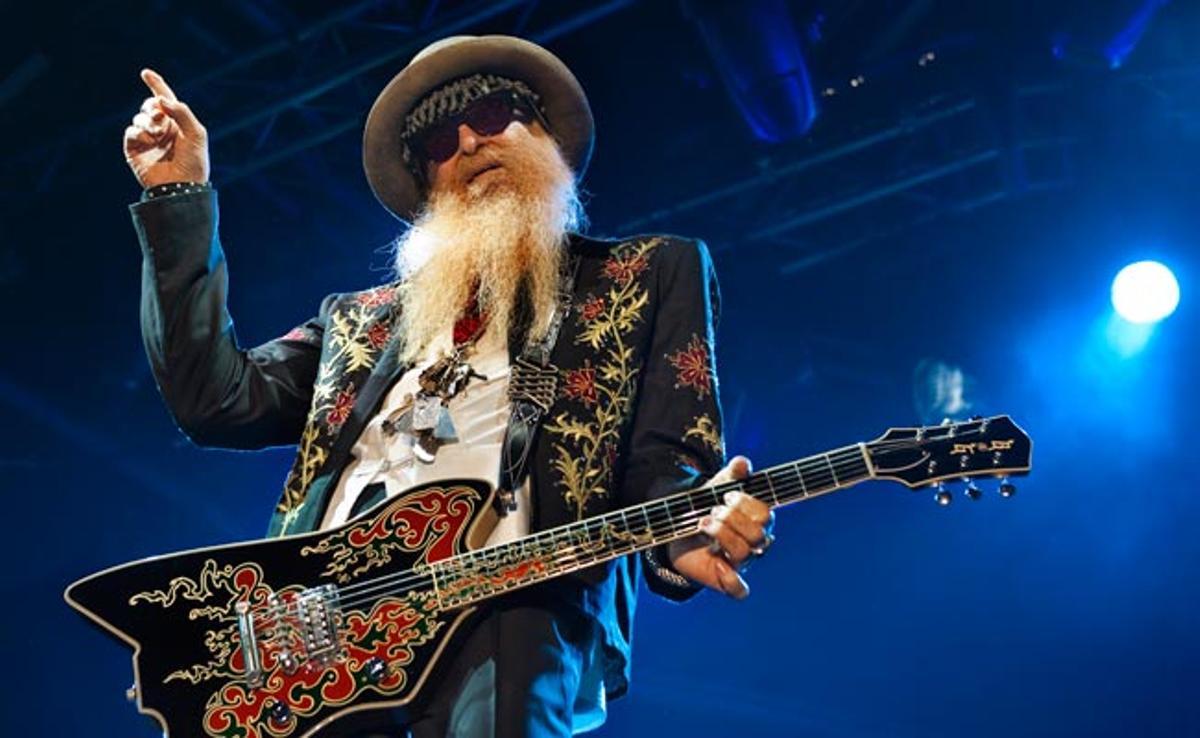 Concert del grup de rock nord-americà ZZ TOP al Poble Espanyol. A la imatge, el guitarrista Billy Gibbons.