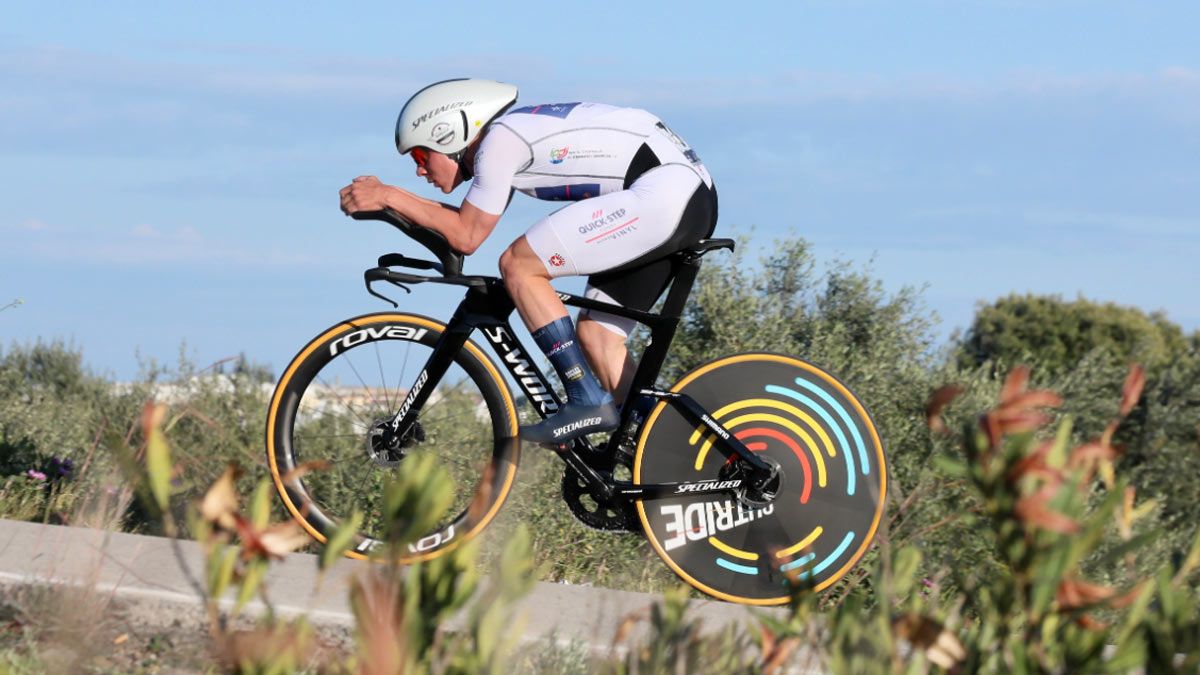 Evenepoel, durante la 'crono'