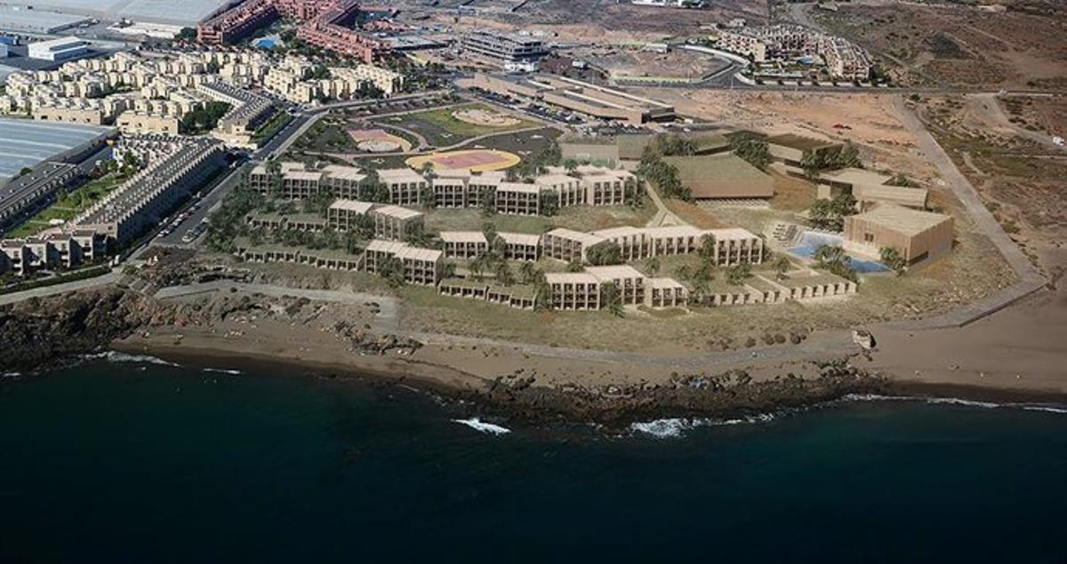 Fotomontaje de cómo será el hotel que construye Grupo Viqueira en la costa de Granadilla de Abona.