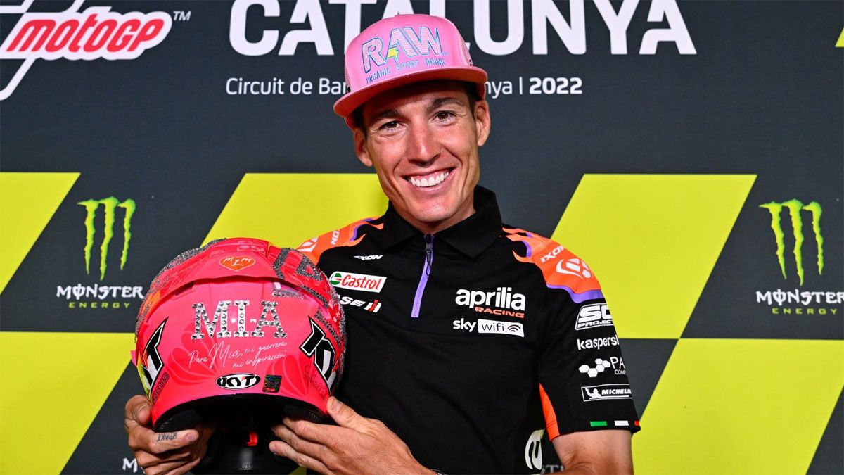 Aleix Espargaró, protagonista en el Circuit de Barcelona y con casco dedicado a su hija Mía