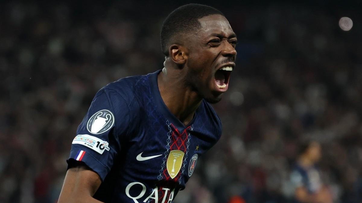Dembélé celebra uno de sus goles al Bayern de Múnich