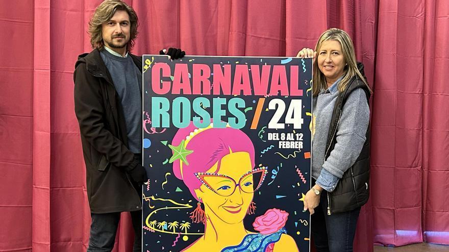 Abdón Jordà homenatja la generació dels avis del Carnaval de Roses amb un cartell lluminós i festiu