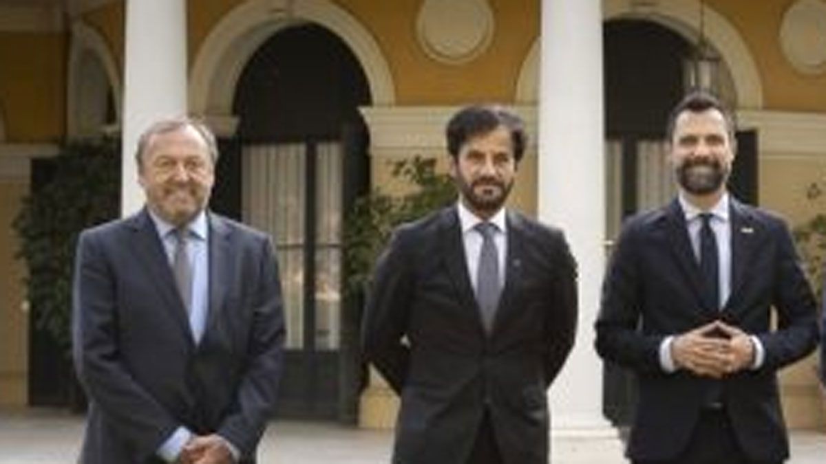 Roger Torrent, con los presidentes de la FIA y el RACC, Ben Sulayem y Josep Mateu