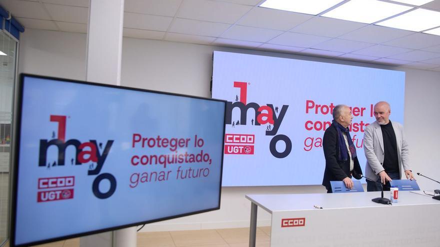 Pepe Álvarez y Unai Sordo, ayer, en la presentación del Primero de Mayo. | Jesús Hellín (EP)