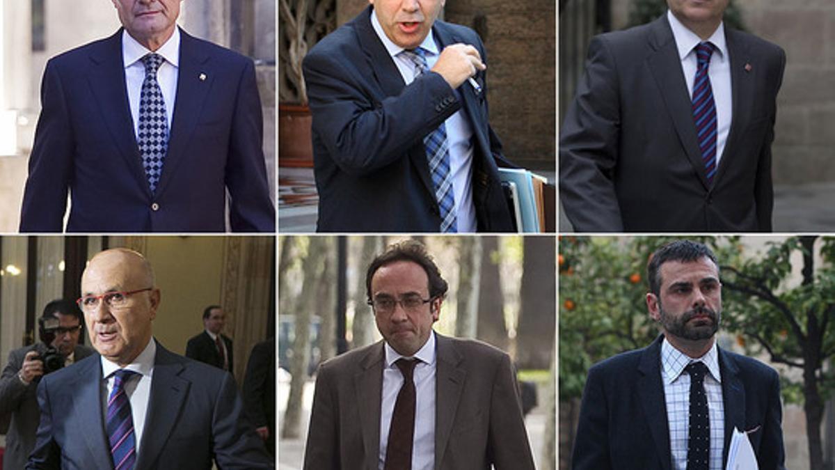 De izquierda a derecha, y de arriba a abajo, Artur Mas, Francesc Homs, Germà Gordó, J. Duran Lleida, Josep Rull y Santi Vila.