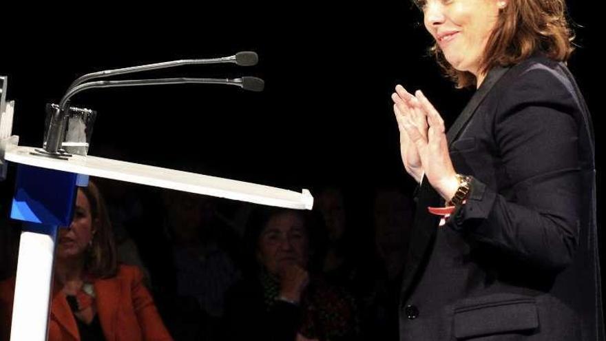 La vicepresidenta Santamaría, ayer, en un acto en Bilbao.