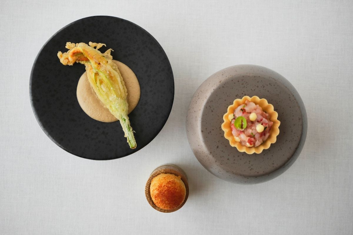 Aperitivo del menú Media Fanega, en Eunice Hotel (Salamanca)