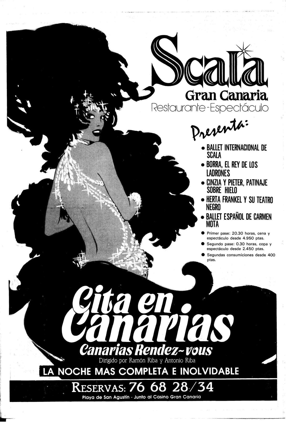 Anuncio publicitario de la Sala Scala en La PROVINCIA/DLP del 14 de agosto de 1987. |