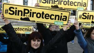 Protesta contra la mascletá madrileña