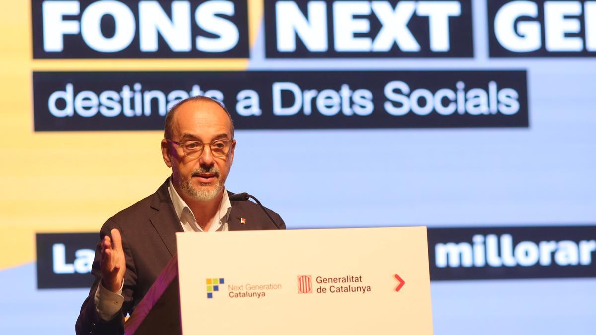 El conseller Campuzano durant l'acte de presentació de la inversió social amb fons Next Generation EU a Manresa