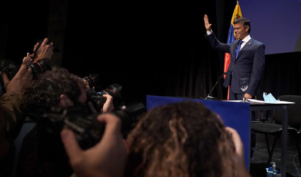 Leopoldo López comparece ante los medios en Madrid