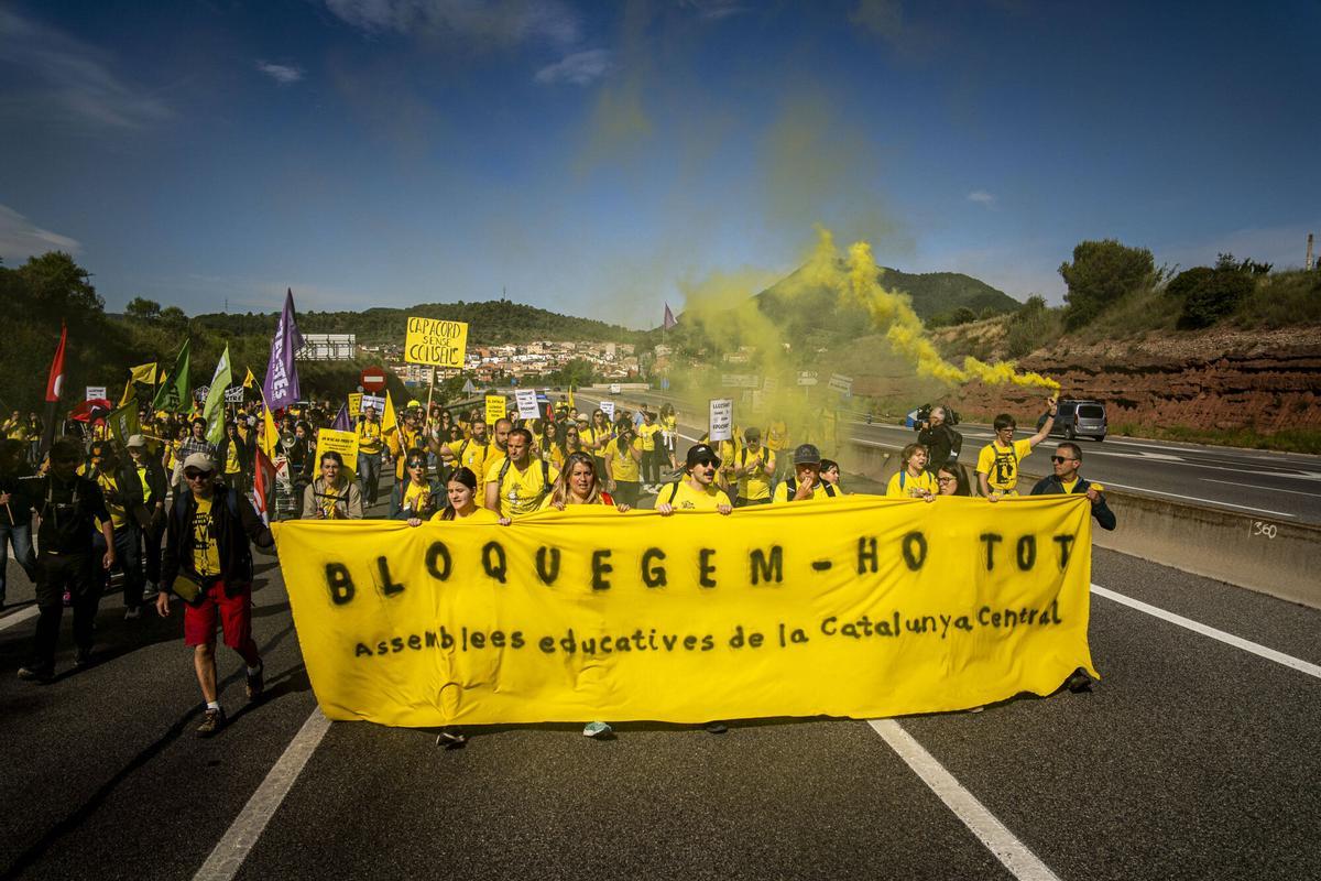 Les fots de la jornada de vaga dels docents a la Catalunya central aquest dijous