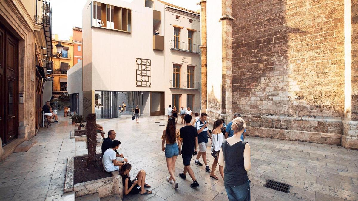 Figuración del nuevo edificio y la Casa del Relojero