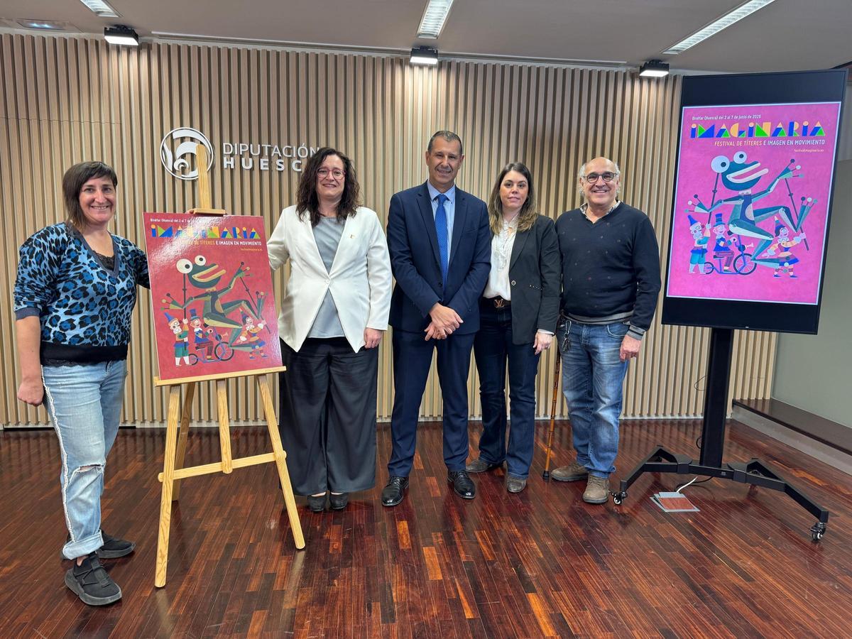 Eva Paricio, Patricia Rivera, Sergio Serra, Beatriz de Pano y Paco Paricio durante la presentación de Imaginaria