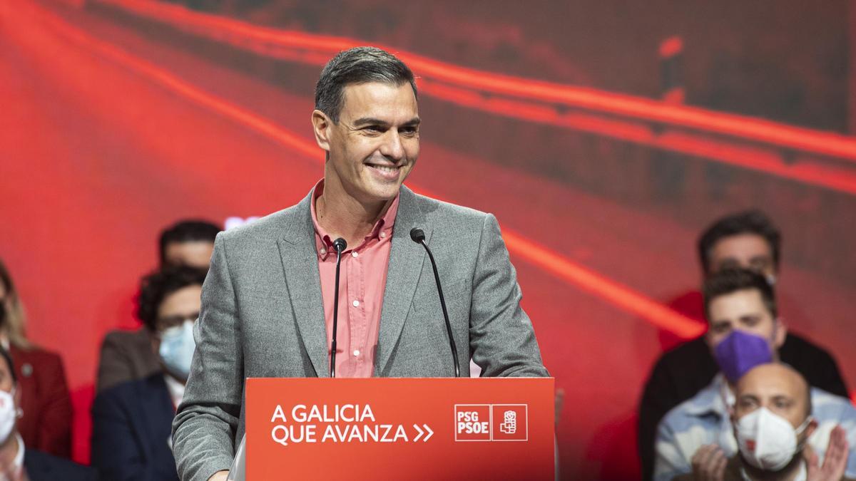 El secretario general del PSOE y presidente del Gobierno, Pedro Sánchez, en el reciente congreso del PSdeG.