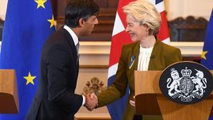 El primer ministro británico, Rishi Sunak, y la presidenta de la Comisión Europea, Ursula von der Leyen.