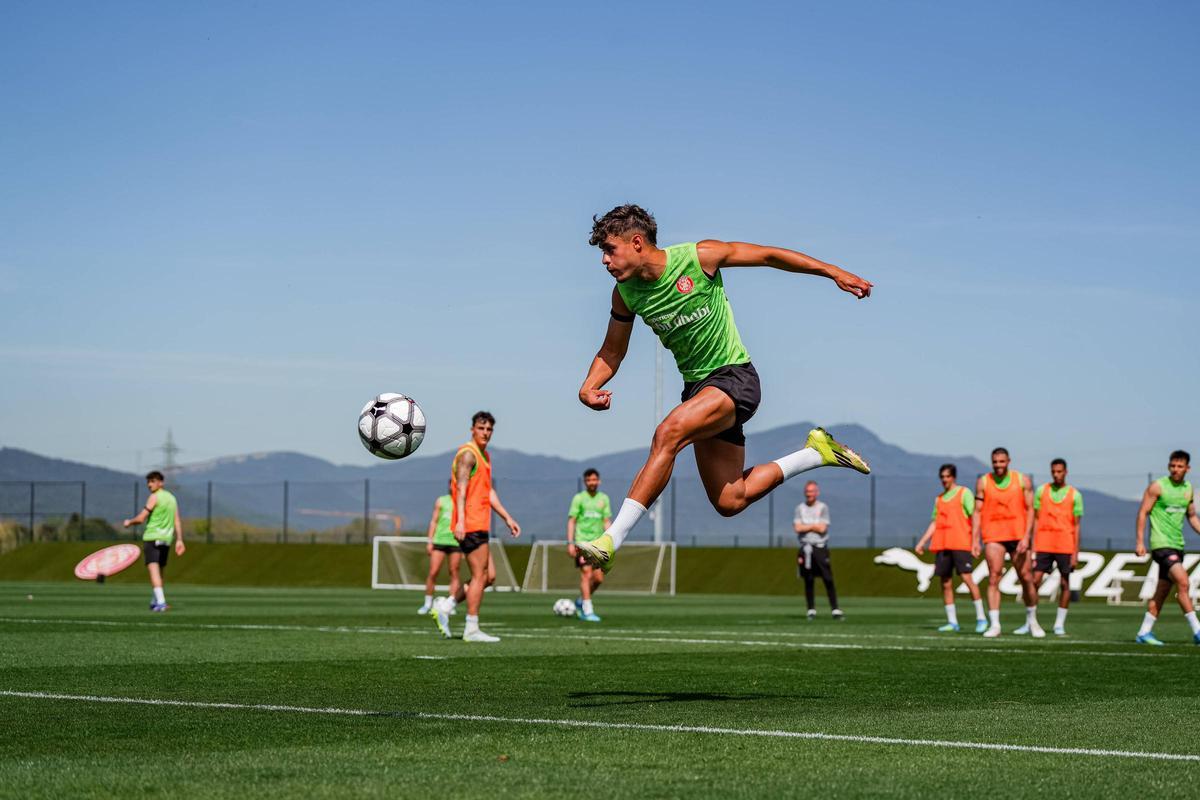 Hugo Rincón en acció durant l'entrenament d'ahir a la Massana