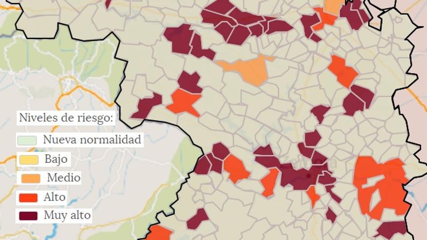 Mapa de contagios COVID por municipios en Zamora