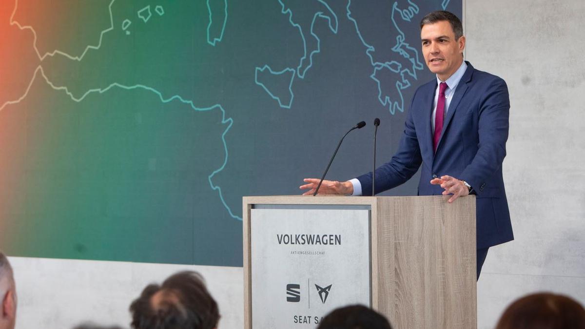 Pedro Sánchez durante la presentación del proyecto de gigafactoría en Sagunt.