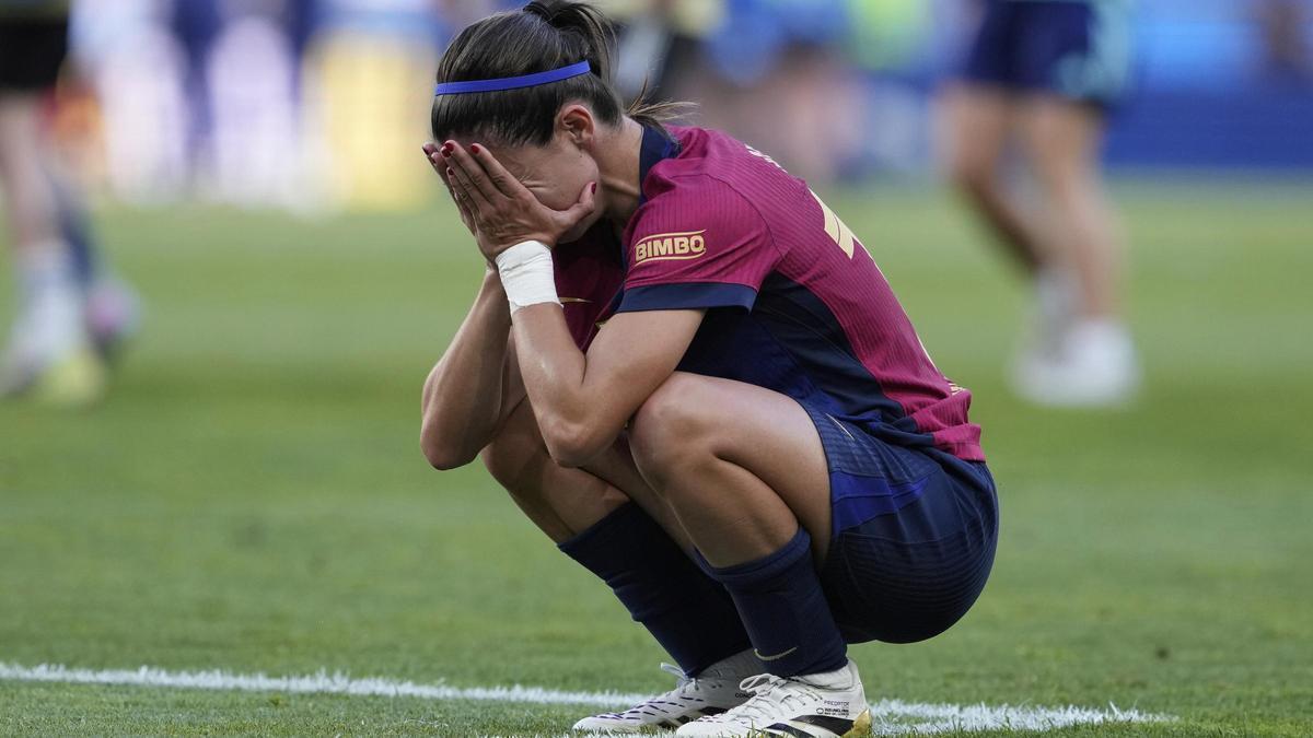 Aitana Bonmatí, tras la derrota del Barça en la final de la Champions de Lisboa.