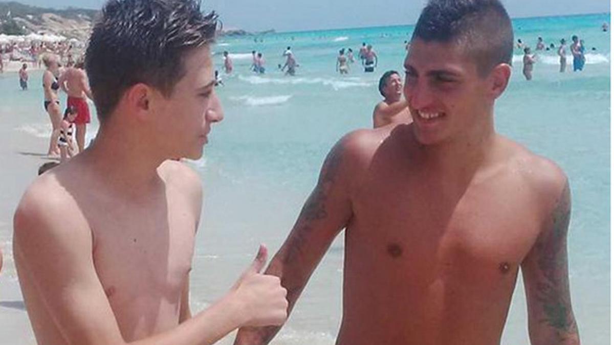 Roberto Navarro con Marco Verratti en Formentera