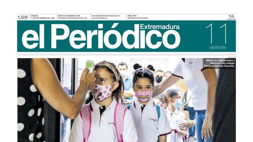 Esta es la portada de EL PERIÓDICO EXTREMADURA correspondiente al día 11 de septiembre del 2020