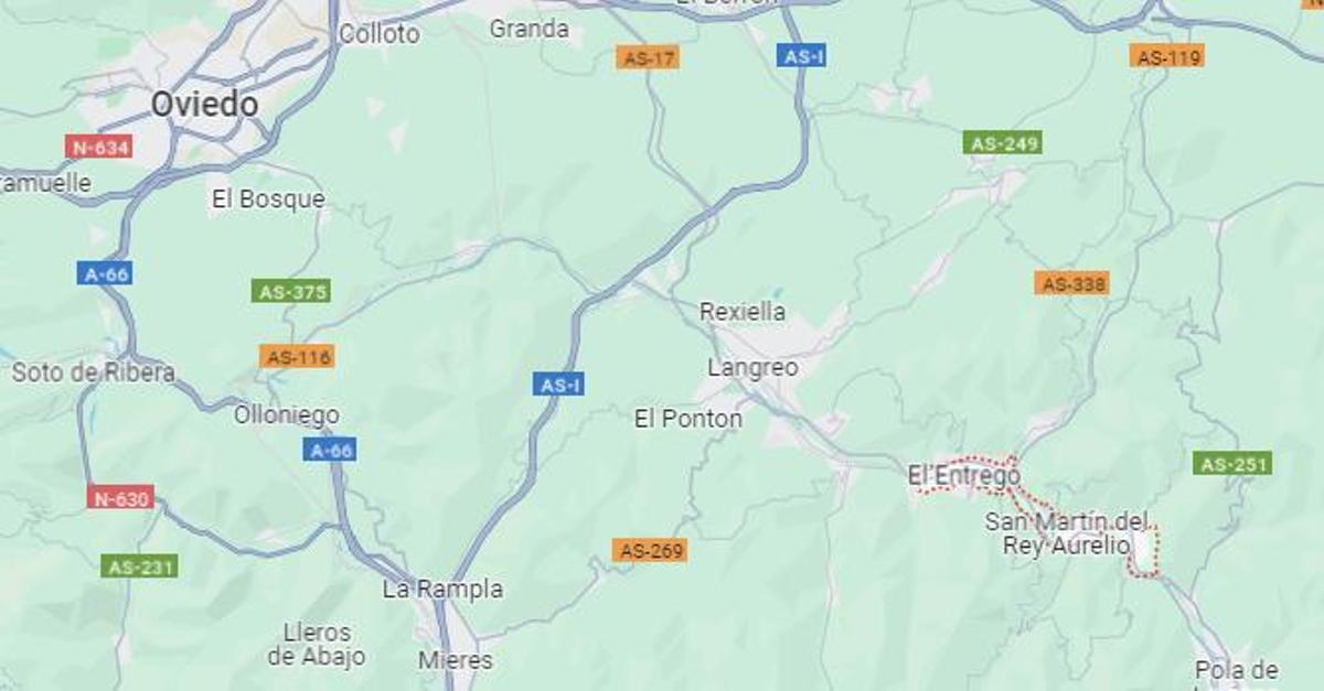 Mapa con la localización de San Martín del Rey Aurelio, localidad ubicada a media hora en coche de Oviedo