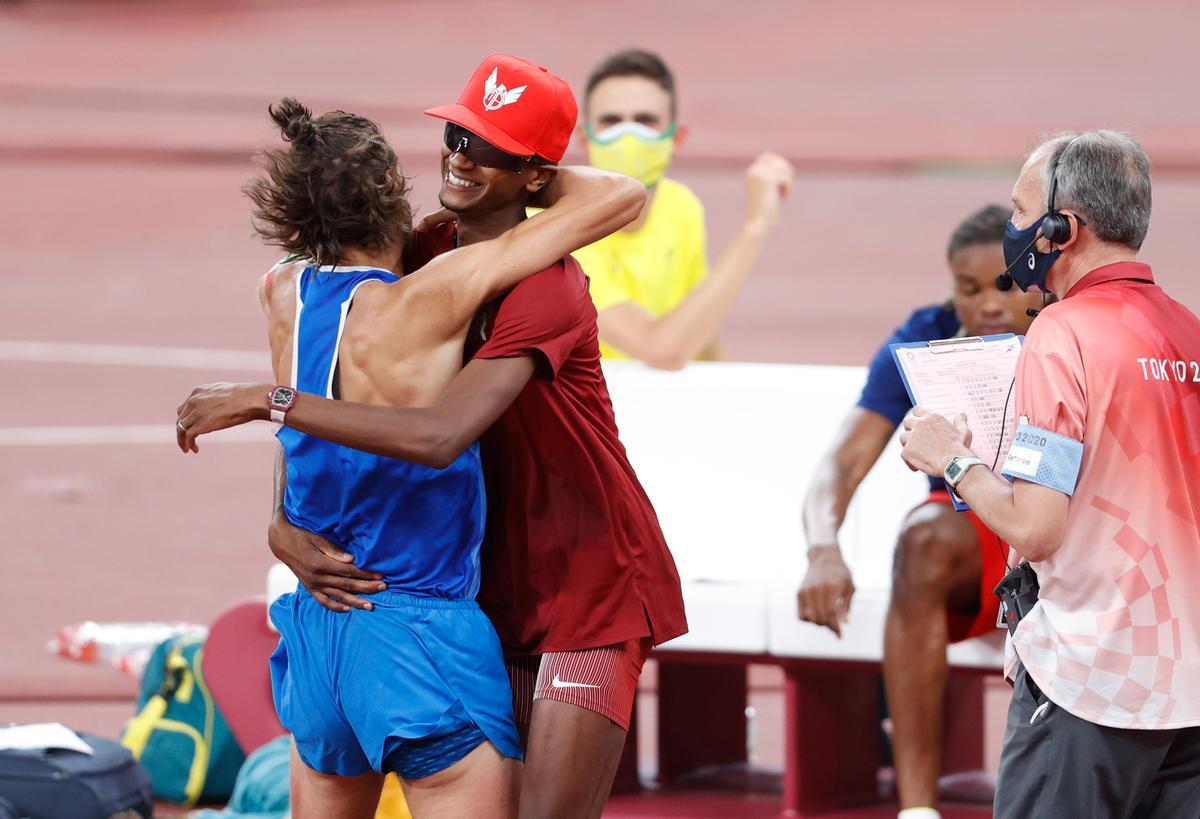 El catarí Mutaz Essa Barshim y el italiano Gianmarco Tamberi.