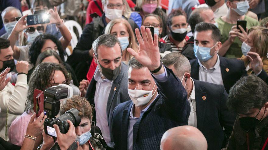 El secretario general del PSOE y presidente del Gobierno, Pedro Sánchez, durante el mitin de este pasado 10 de octubre de 2021 en Ponferrada, León.