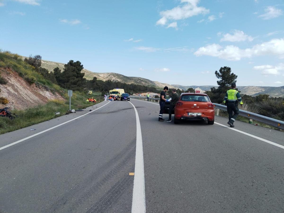 Sinistre ocorregut el 3 de maig de l’any passat al quilòmetre 187 de l’N-211 a Gargallo, Terol, on va morir un motorista i la seva acompanyant va resultar ferida de gravetat al xocar contra un turisme el conductor del qual va donar positiu per consum de cocaïna.