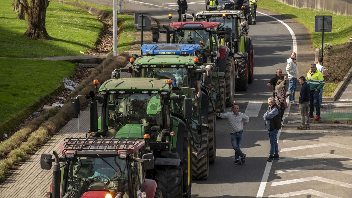 Protesta de tractores en Matogrande en febrero.