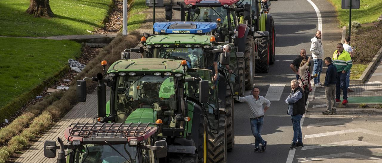 Protesta de tractores en Matogrande en febrero.