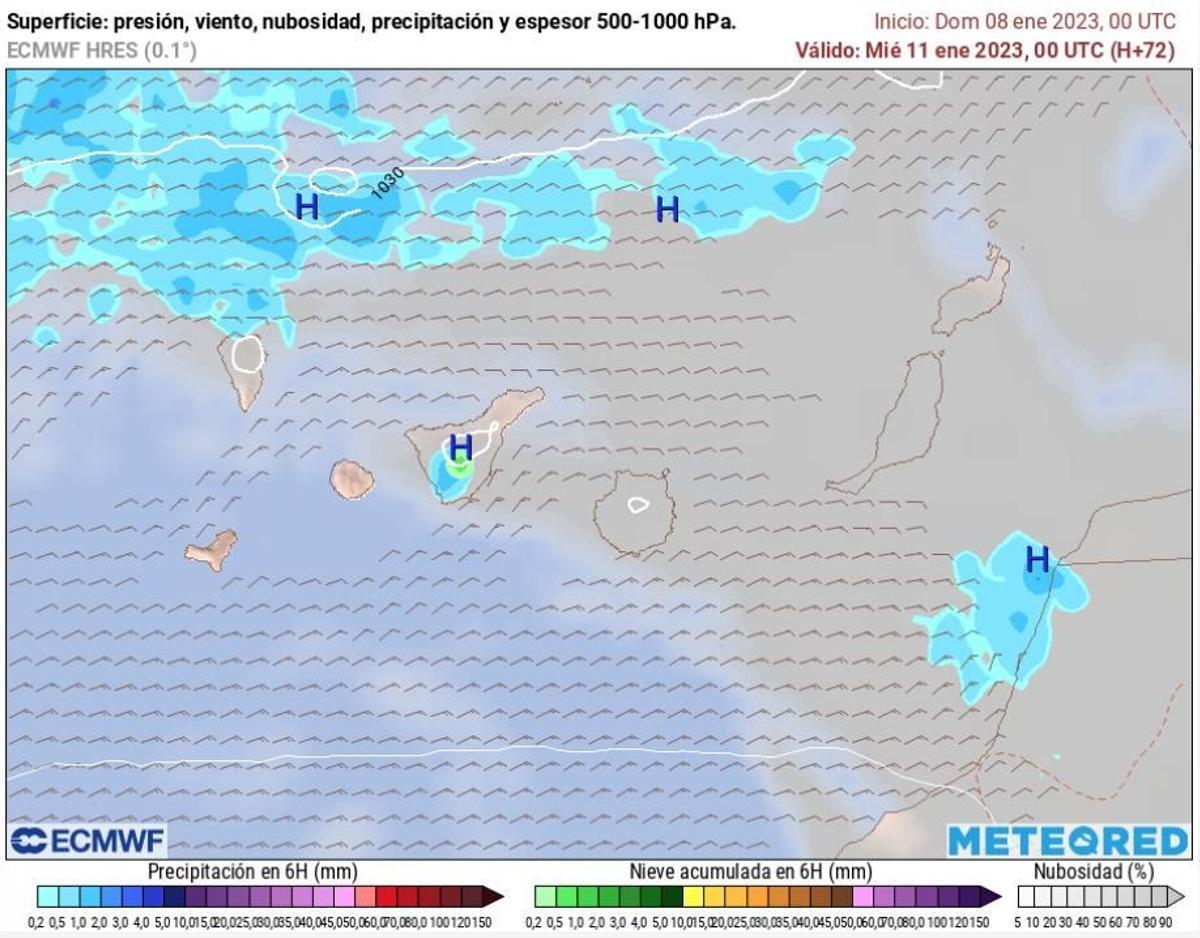 Predicción meteorológica en Canarias para este miércoles, 11 de enero