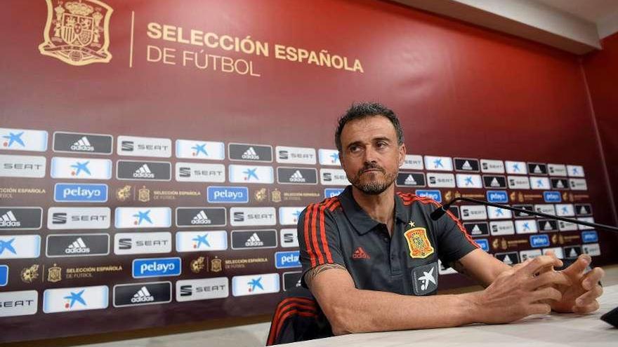 Luis Enrique, en la rueda de prensa que ofreció ayer.