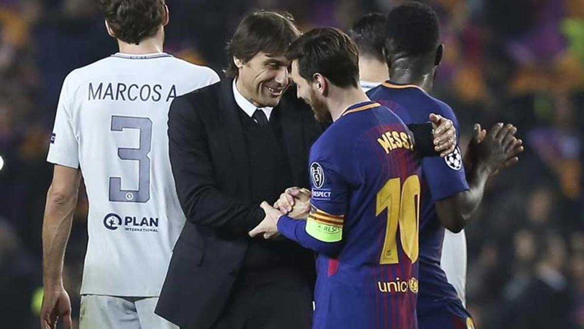 Messi y Conte hablaron tras la finalización del Barça - Chelsea