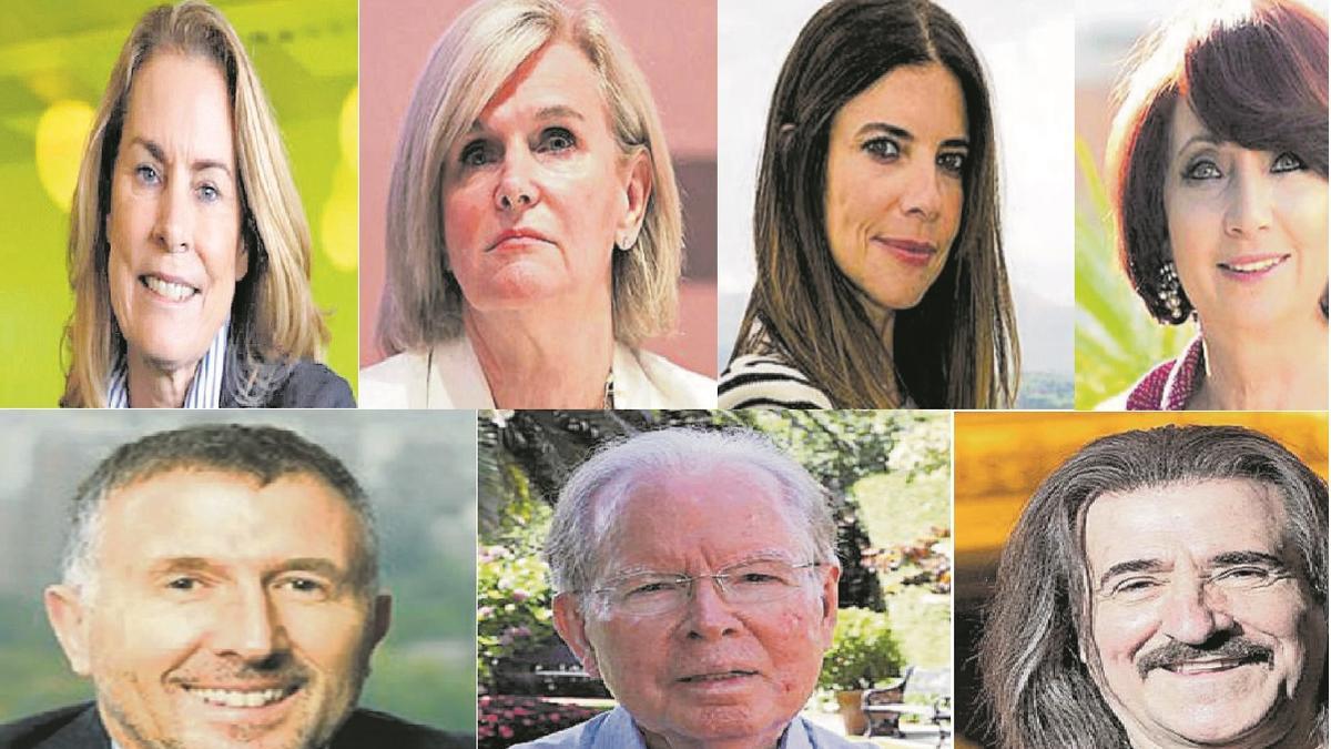 Siete de los ocho premiados por ASICOM. Arriba, por la izquierda, Theresa Zabell, María Neira, Maribel Verdú y Marisol Schulz; y abajo, por la izquierda, Enrique Cueto, Pepín Corripio y Luis Cobos.