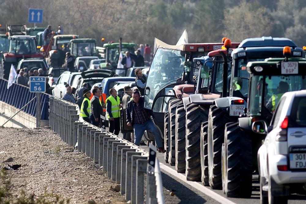 Los agricultores cortan la A-45