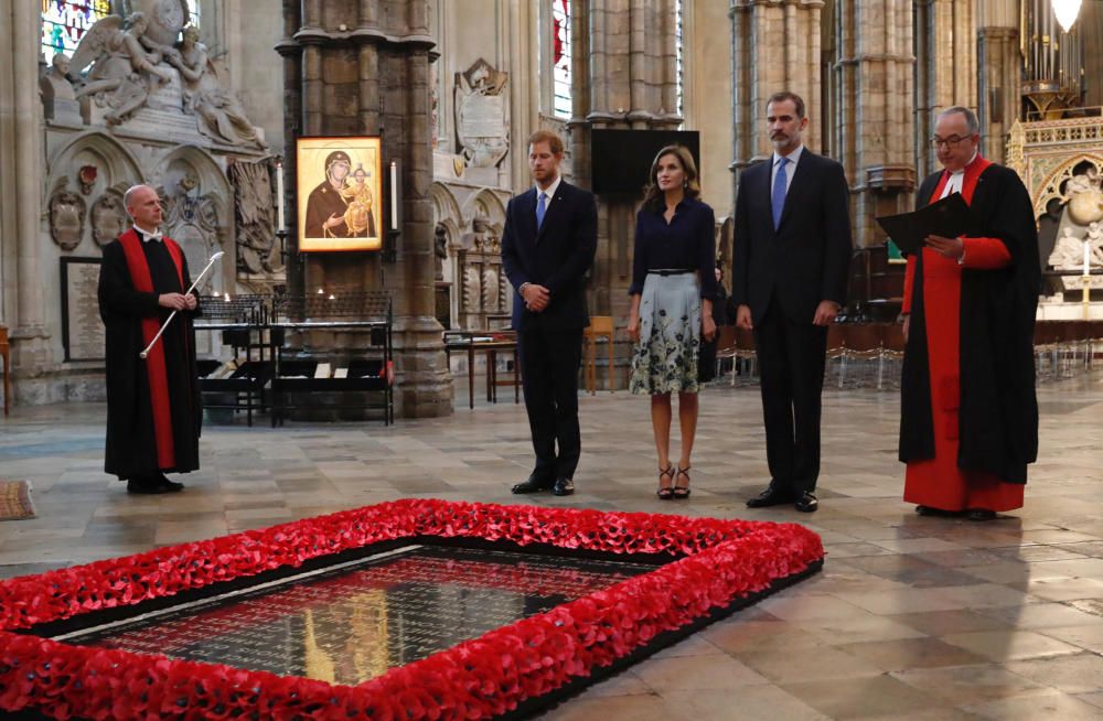 Britain's Prince Harry stands with Spain's King ...