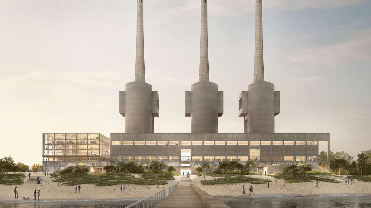 Simulación desde el mar del proyecto 'É la nave va' para Catalunya Media City