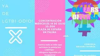 Convocan una concentración en Palma contra el odio al colectivo LGTBI+